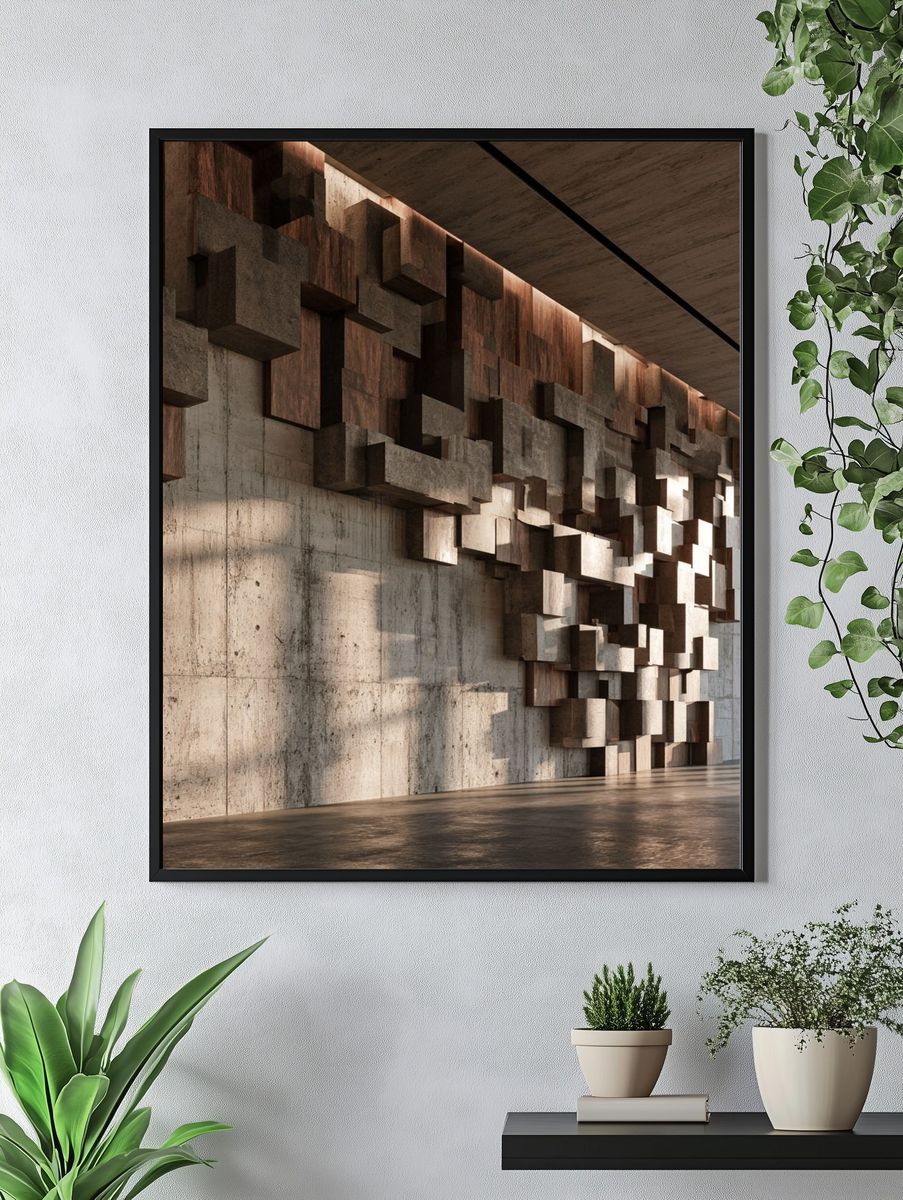 Concrete Cubes Architecture Poster. — room view 4