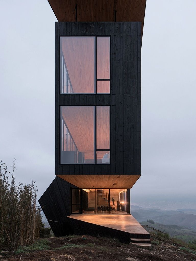 Modern Cliffside House Photography Poster. poster detail