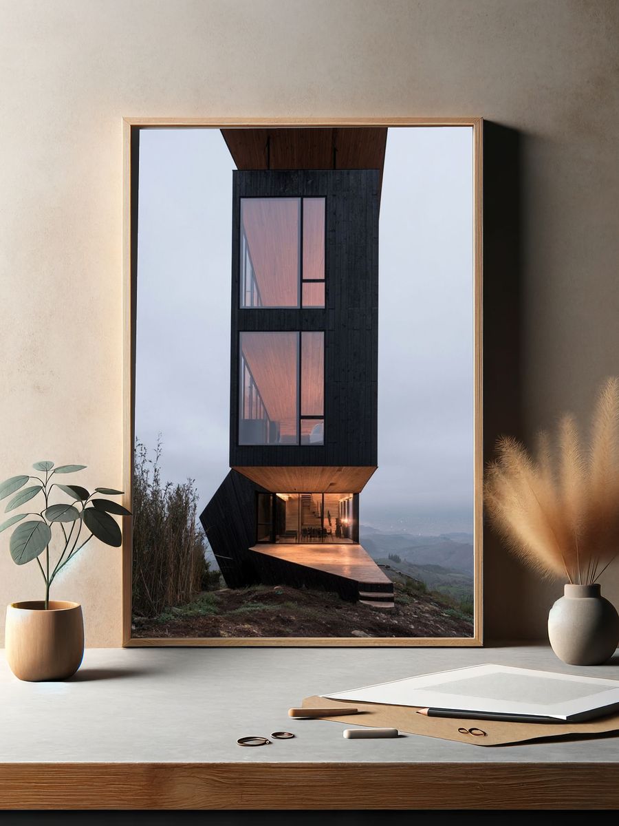 Modern Cliffside House Photography Poster. — room view 2