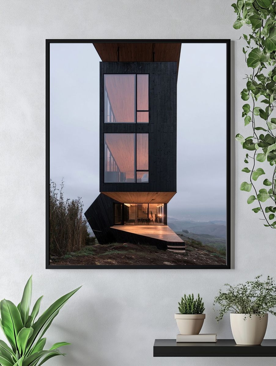 Modern Cliffside House Photography Poster. — room view 4
