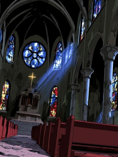 Stained Glass Cathedral Interior Poster. poster