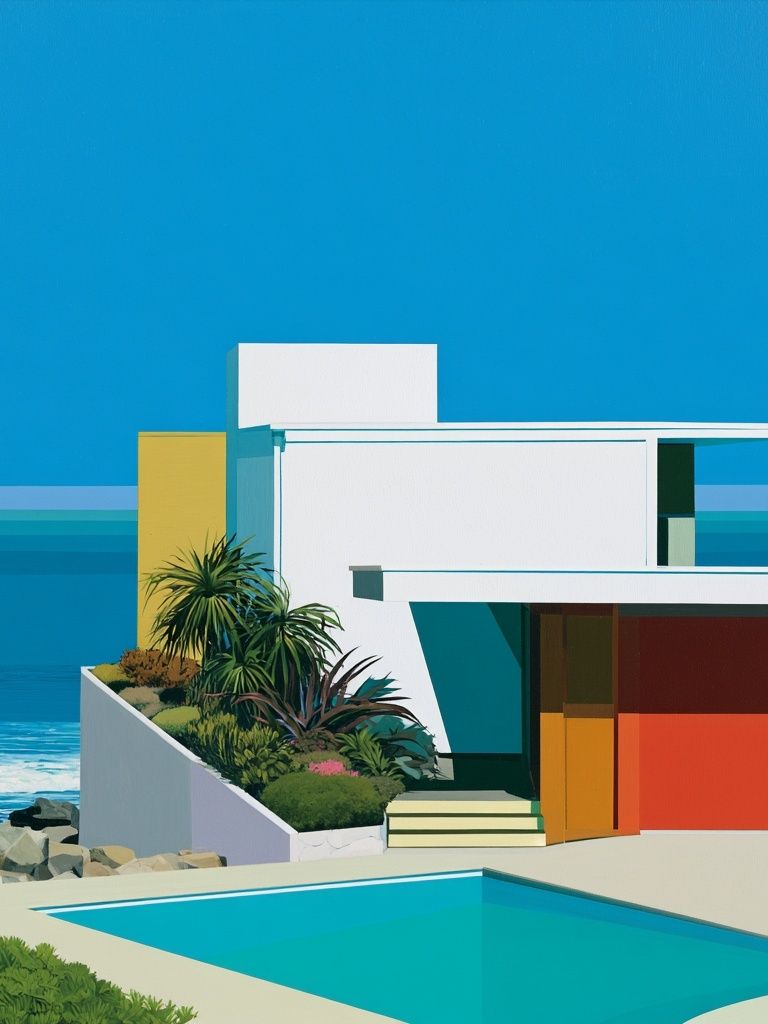 Modern Coastal House Poster. poster detail