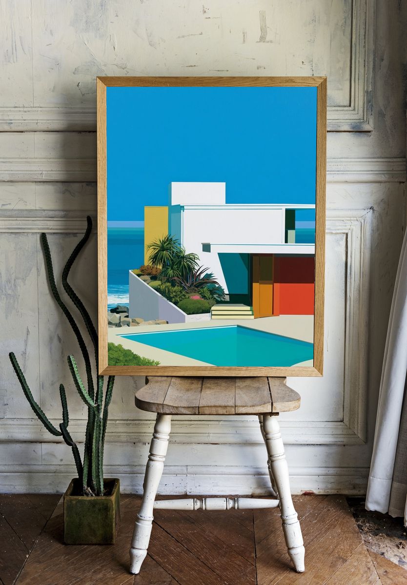 Modern Coastal House Poster. room preview