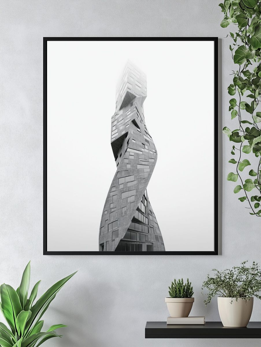 Twisting Tower Architecture Print. — room view 4
