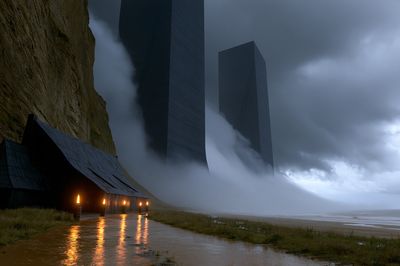 Stormy Coastal Monoliths Poster. poster