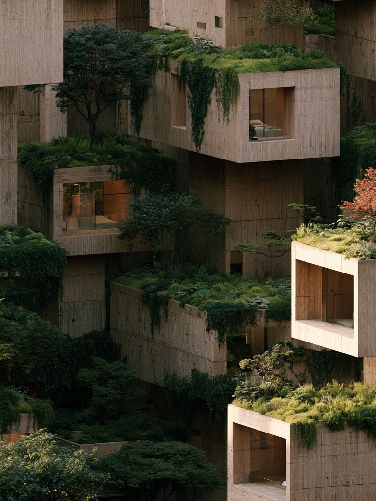 Verdant Brutalist Architecture Poster. poster — architecture art