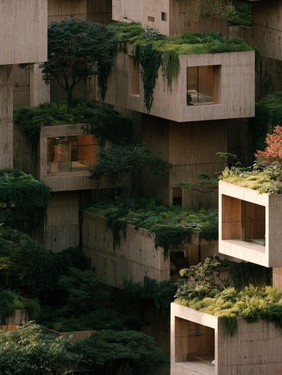 Verdant Brutalist Architecture Poster.