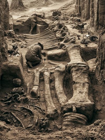 Archaeological Excavation Scene Photography Poster.