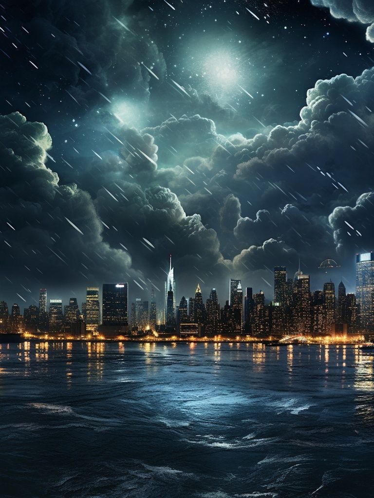 Stormy New York Skyline Print. poster — architecture art