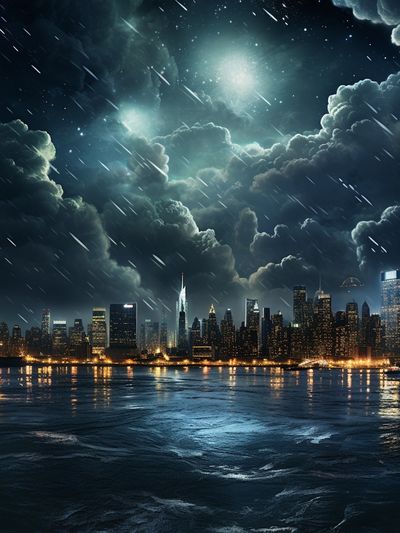 Stormy New York Skyline Print.