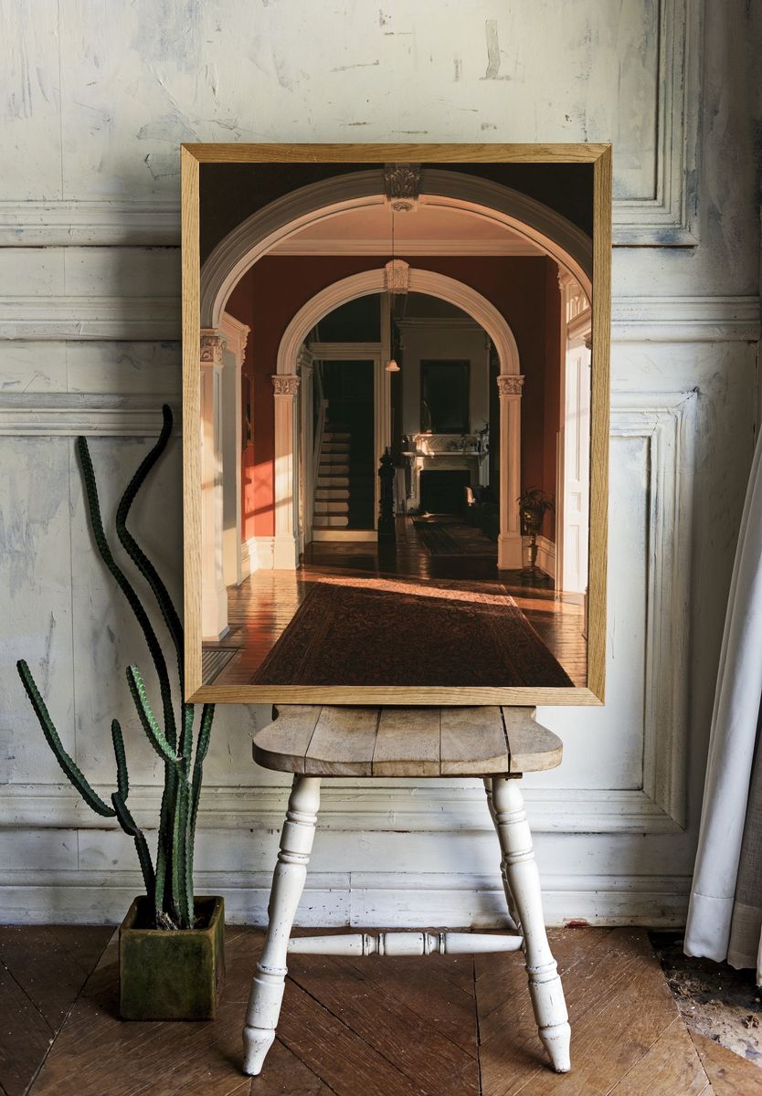Sunlit Victorian Hallway Photography Poster. room preview