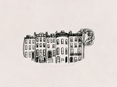 City Townhouses Line-Art Poster. poster