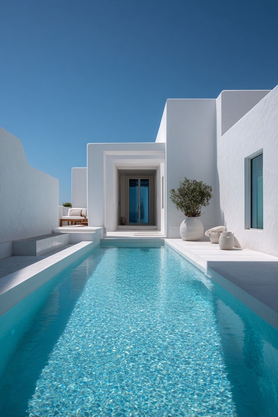 White Villa Pool Photography Poster. poster — architecture art