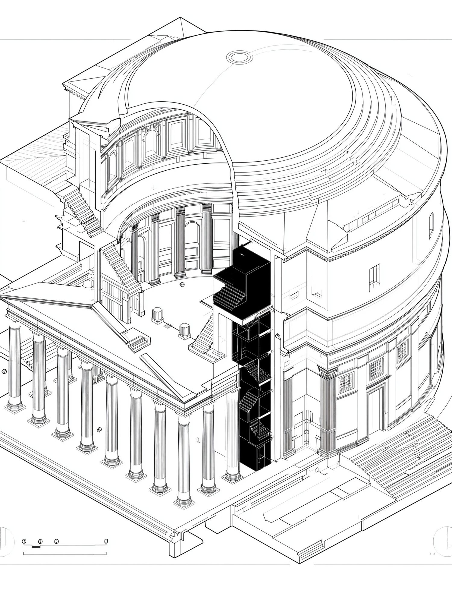 Architectural Cutaway Line Art Poster. poster — architecture art