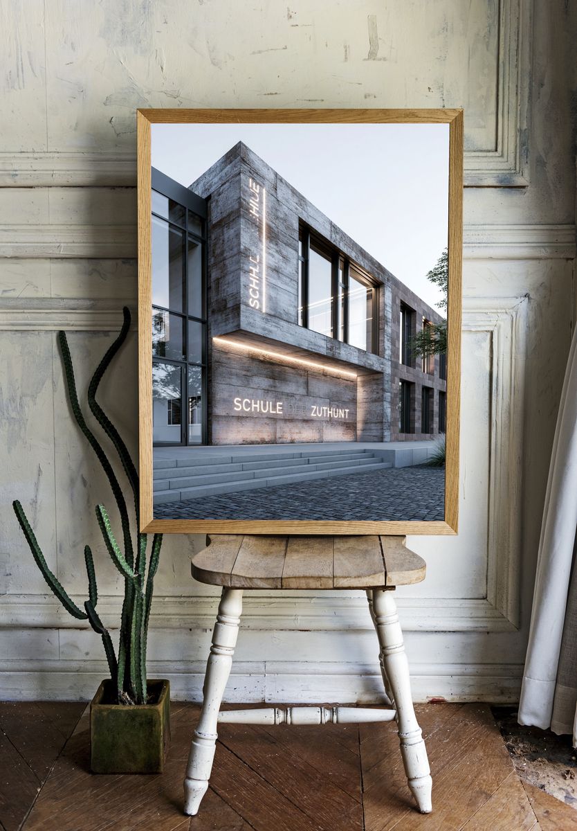 Modern School Facade Architecture Print. — room view 1