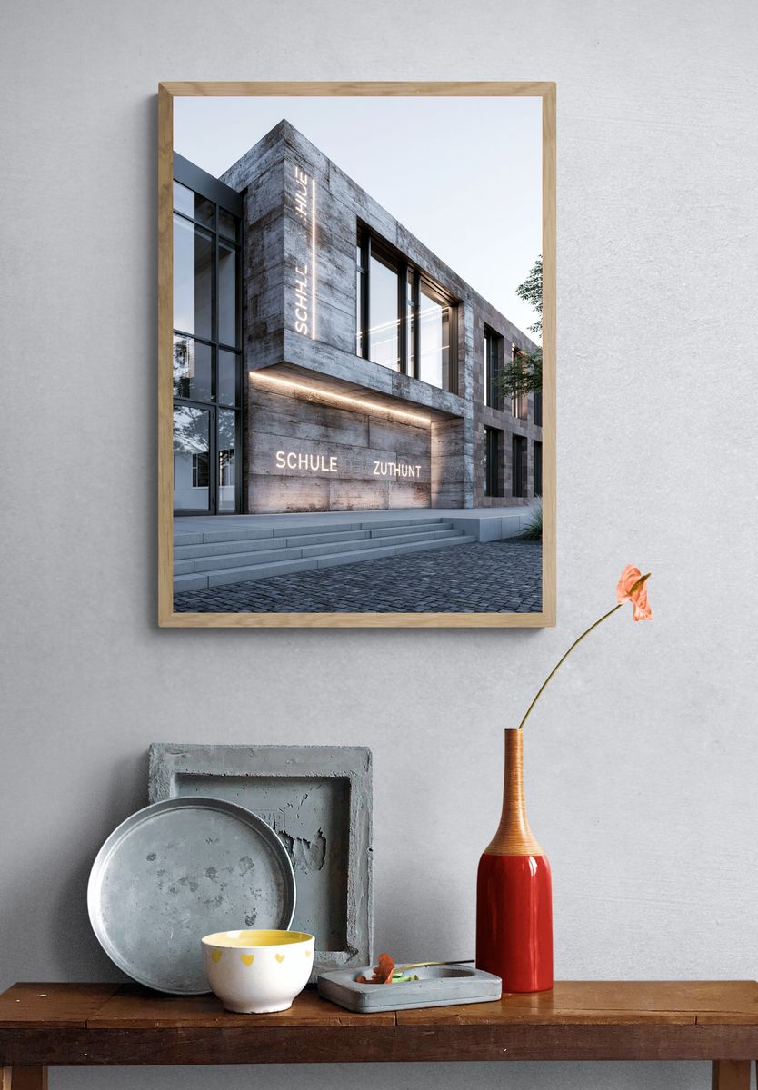 Modern School Facade Architecture Print. — room view 3