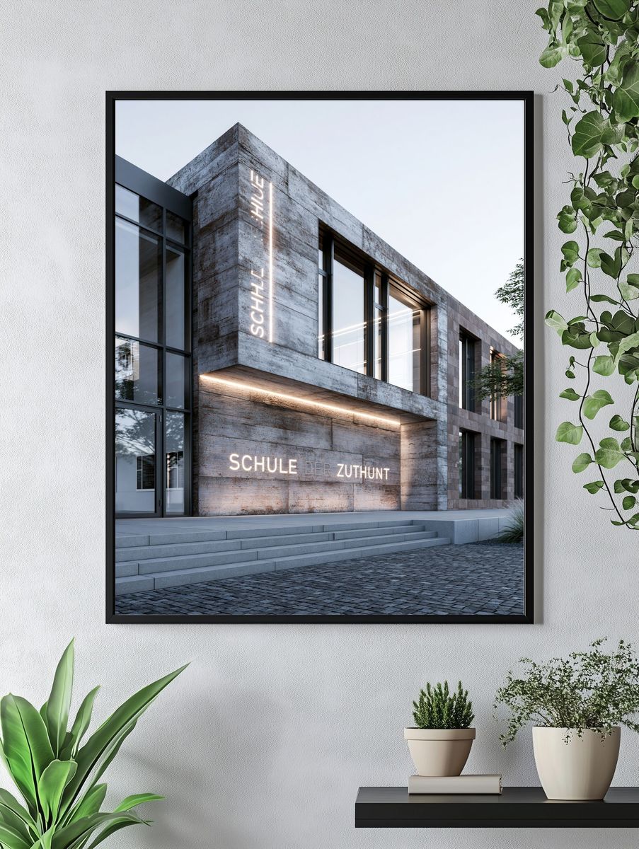 Modern School Facade Architecture Print. — room view 4