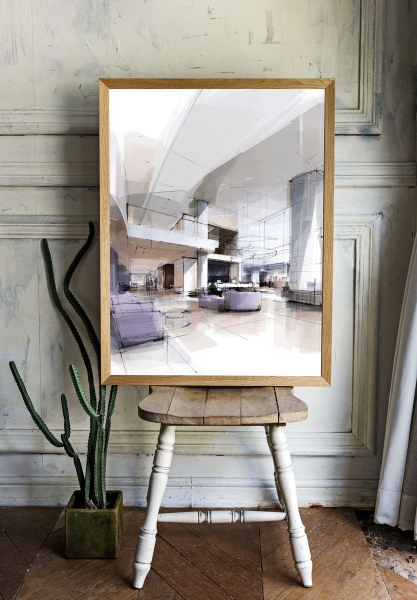 Modern Atrium Interior Print. — room view 1