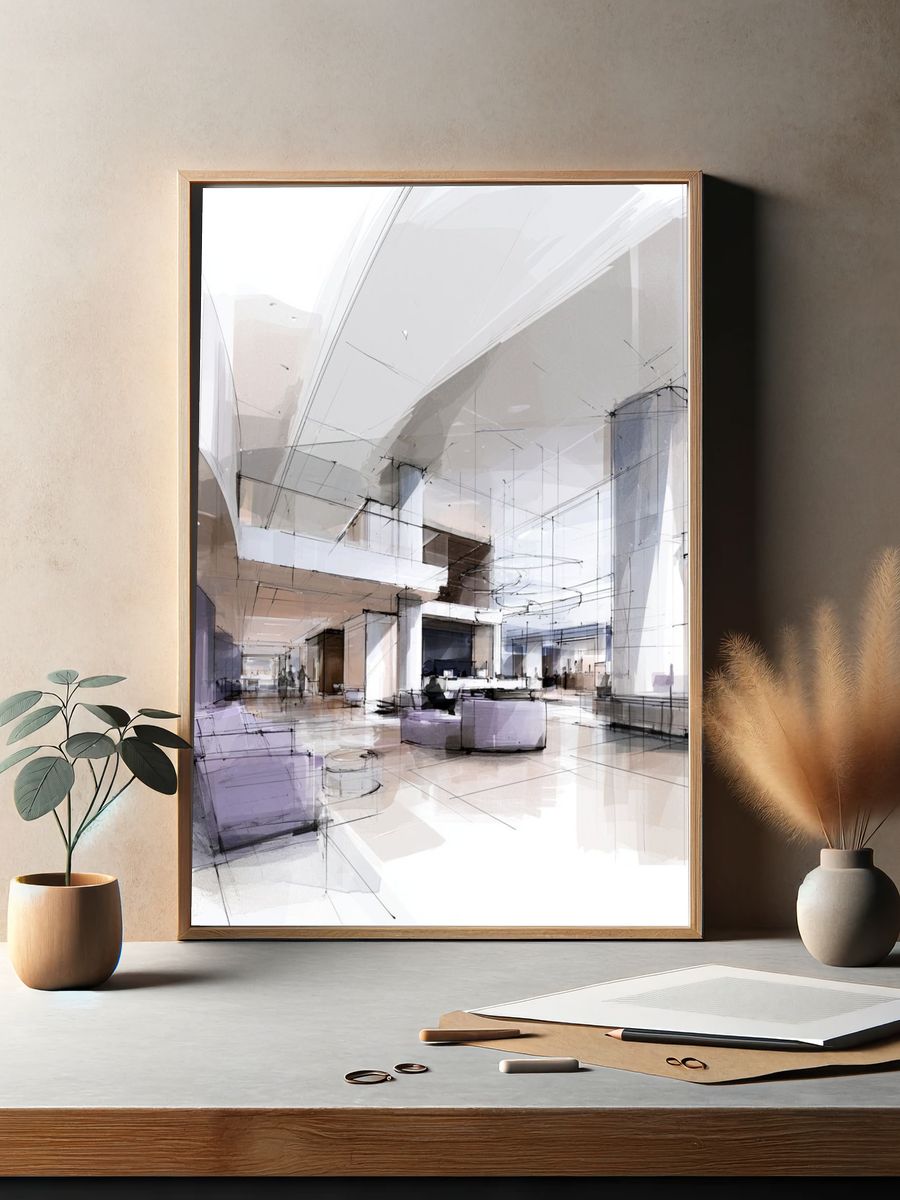 Modern Atrium Interior Print. — room view 2