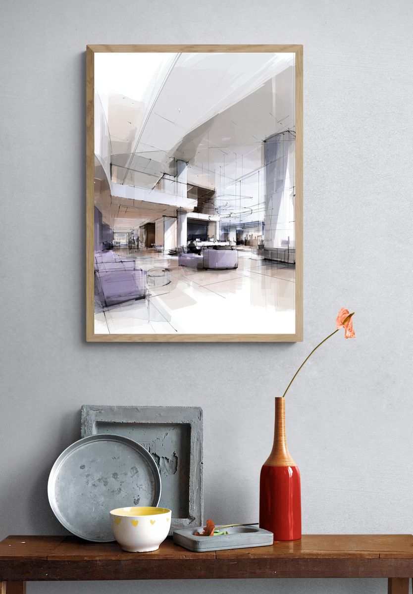 Modern Atrium Interior Print. — room view 3