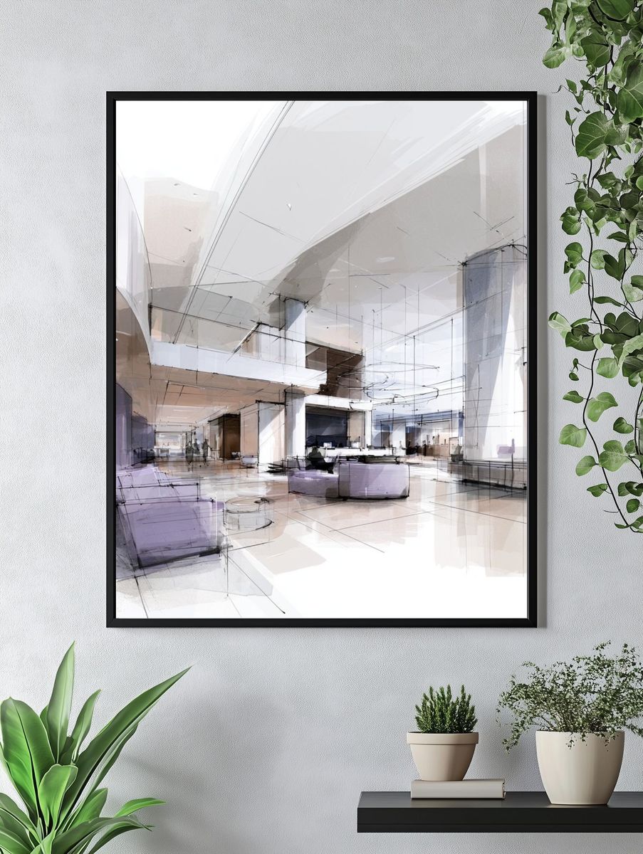 Modern Atrium Interior Print. — room view 4
