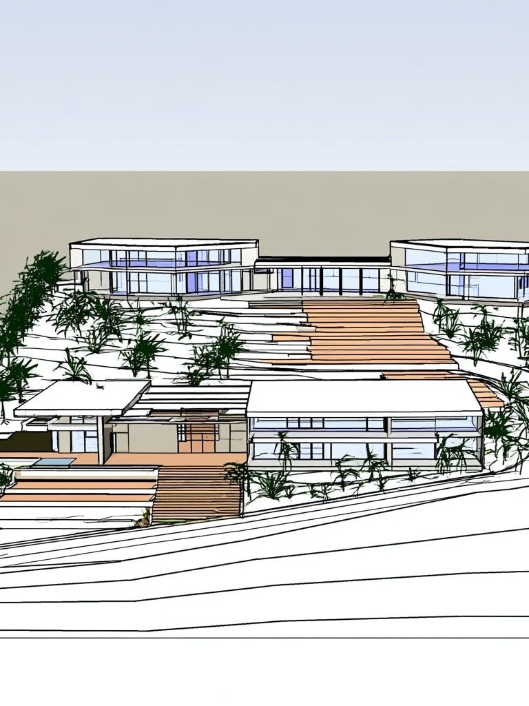 Modern Hillside House Architecture Print. poster detail