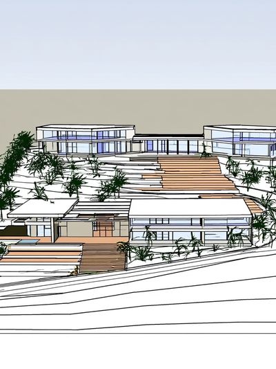 Modern Hillside House Architecture Print. poster