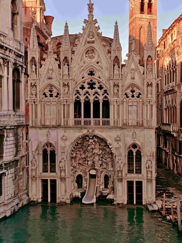 Venetian Gothic Canal Facade Print. poster detail