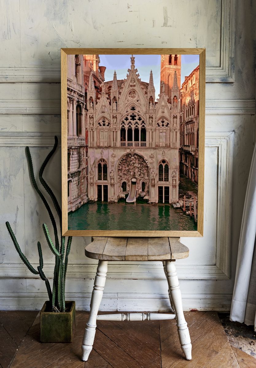Venetian Gothic Canal Facade Print. — room view 1