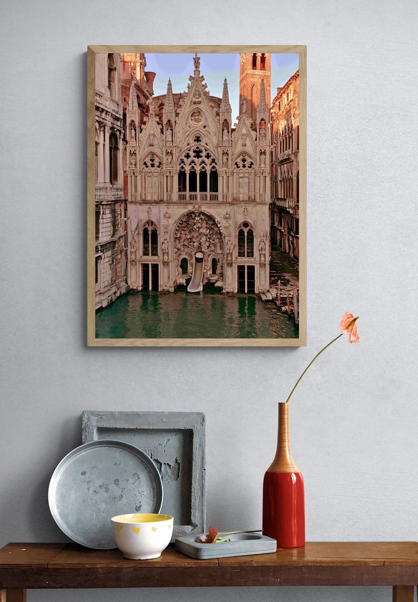 Venetian Gothic Canal Facade Print. — room view 3
