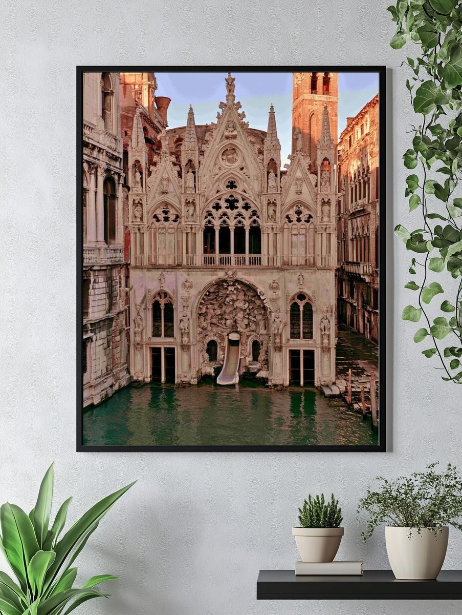Venetian Gothic Canal Facade Print. — room view 4