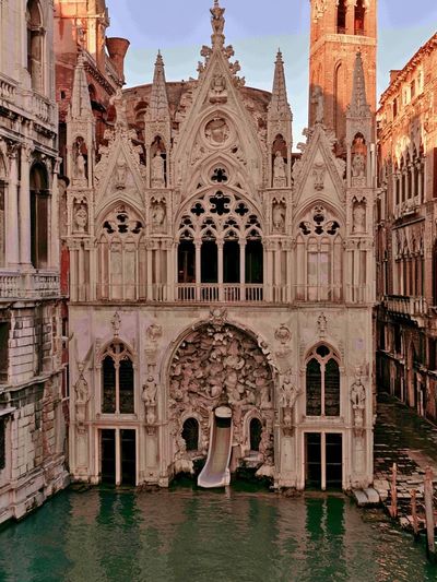 Venetian Gothic Canal Facade Print. poster
