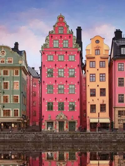 Gamla Stan Waterfront Houses Poster. poster