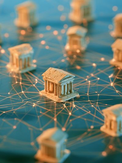 Ancient Temple Network Illustration Poster.