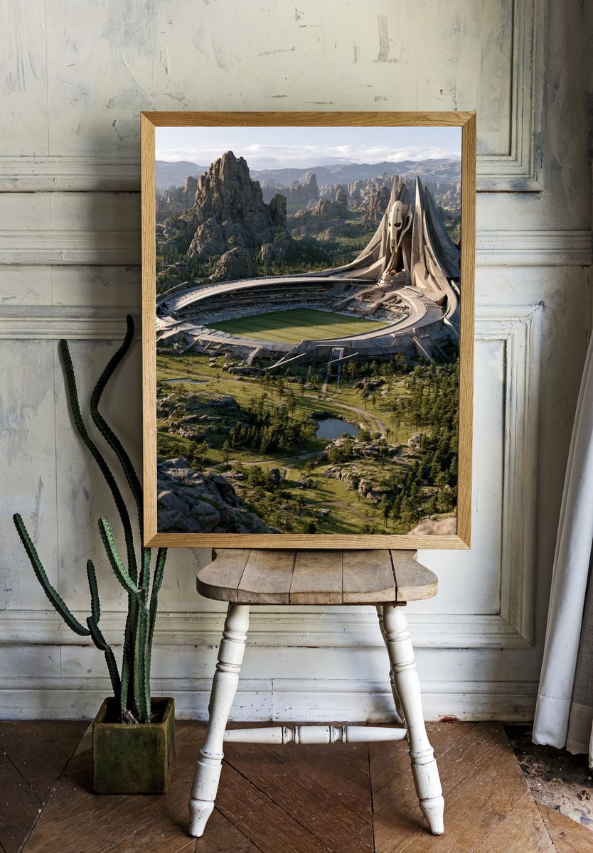 Fantasy Mountain Stadium Print. — room view 1