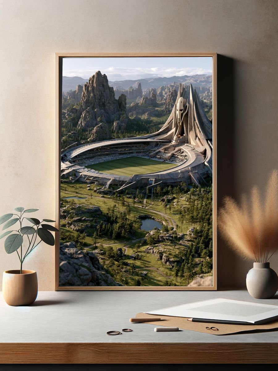 Fantasy Mountain Stadium Print. — room view 2