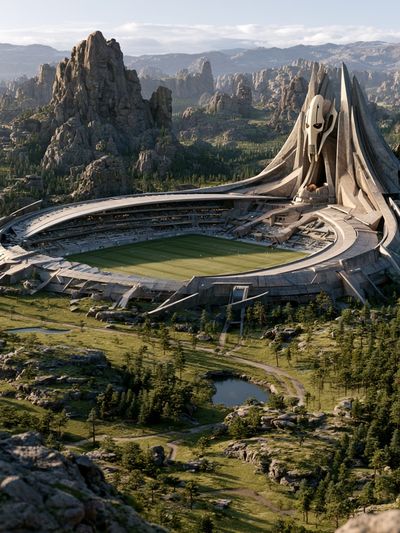 Fantasy Mountain Stadium Print.