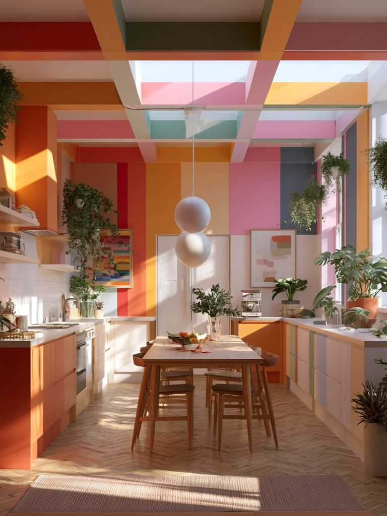 Colorful Sunlit Kitchen Interior Print. poster detail