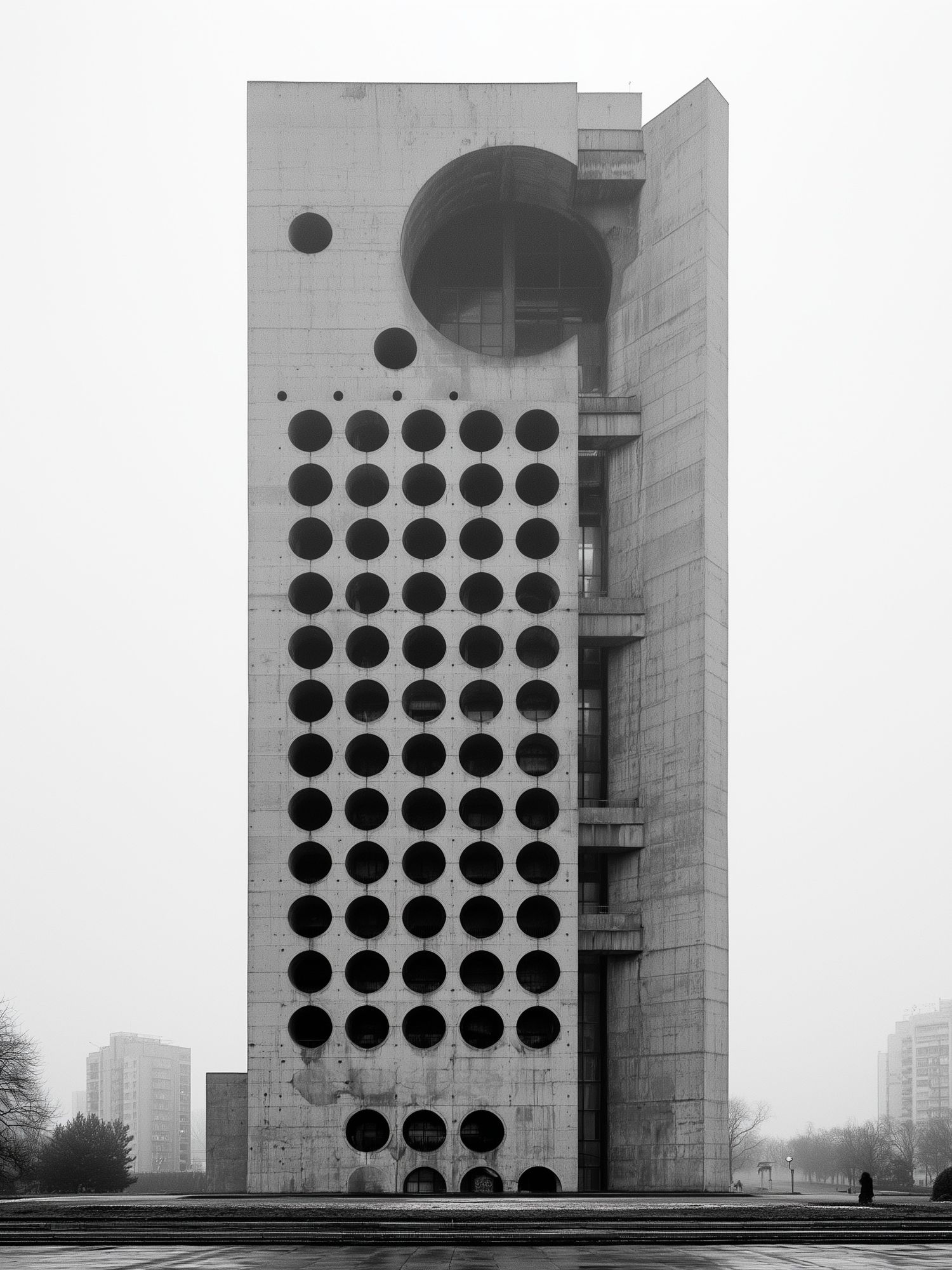 Brutalist Tower Black-White Poster. poster — architecture art