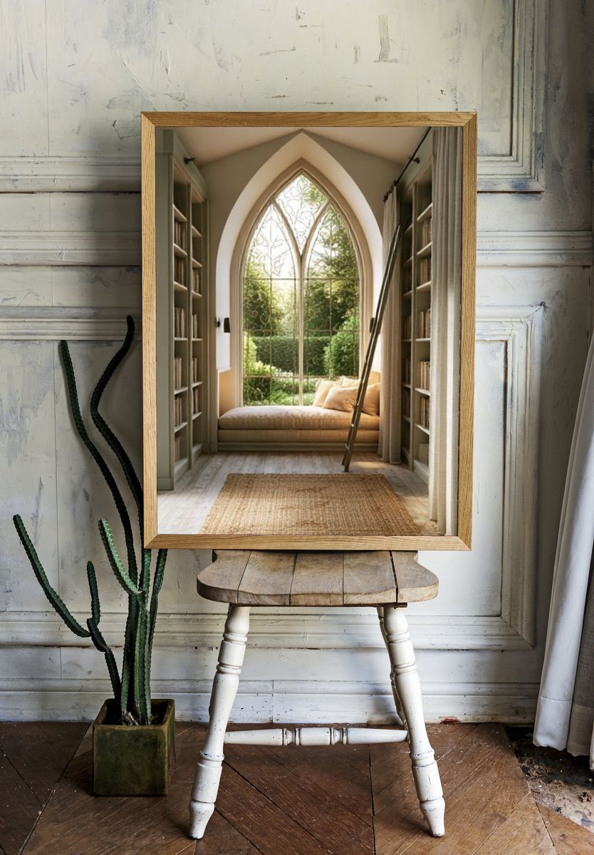 Arched Library Window Interior Print. — room view 1