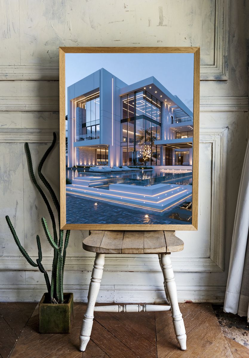 Modern Luxury Villa Architecture Poster. — room view 1