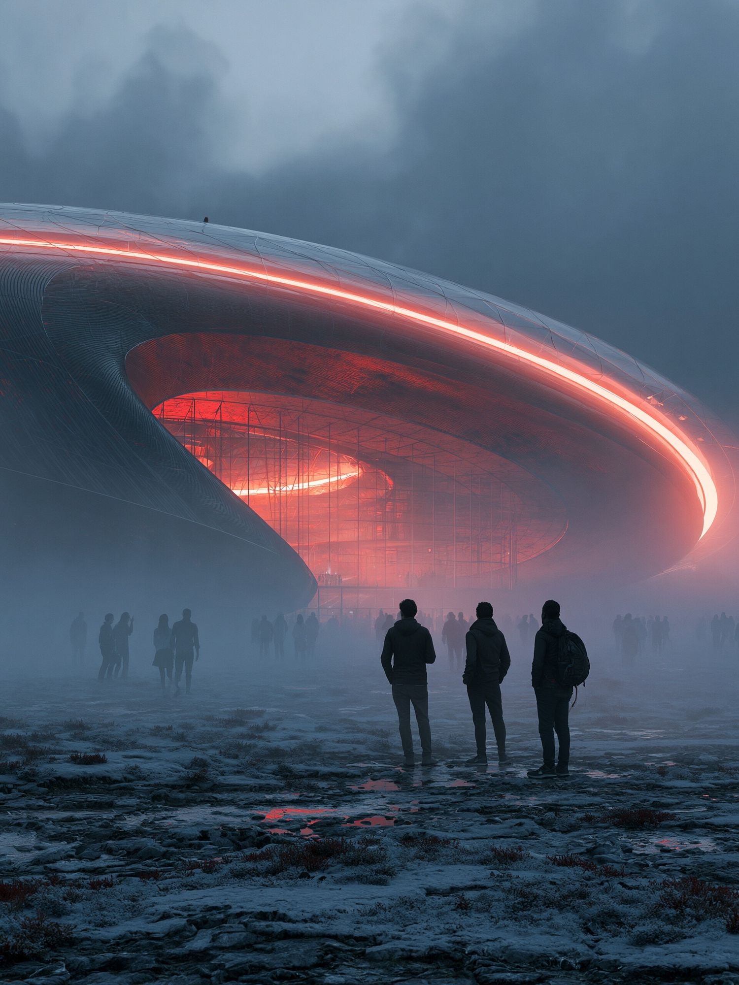 Futuristic Stadium in Fog Poster. poster detail
