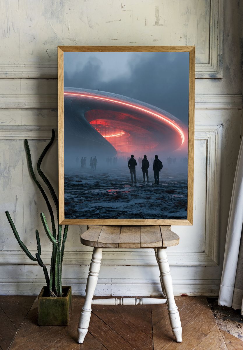 Futuristic Stadium in Fog Poster. — room view 1