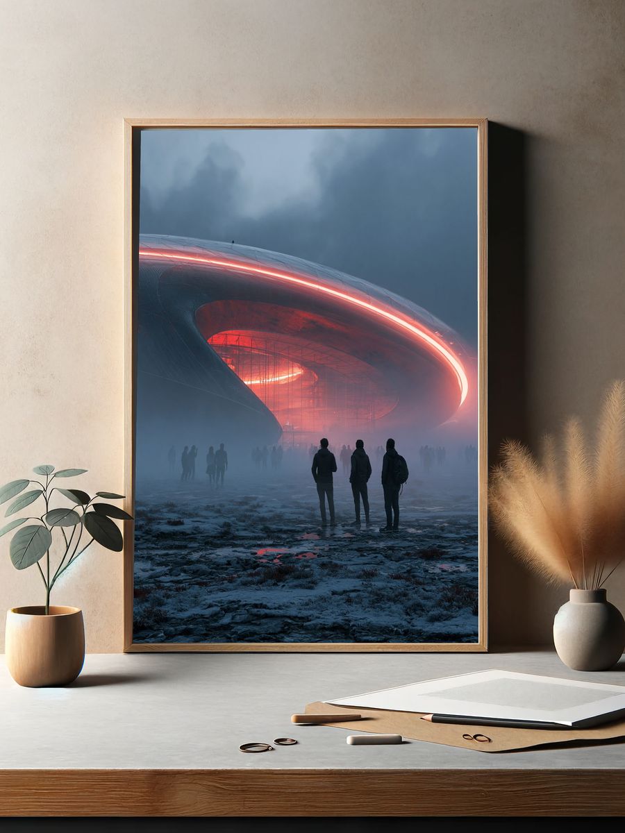 Futuristic Stadium in Fog Poster. — room view 2