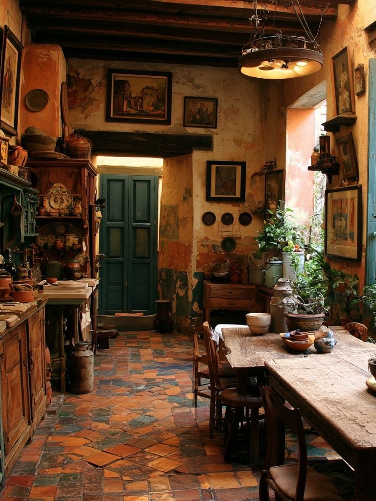 Rustic Mediterranean Kitchen Interior Print. poster — architecture art