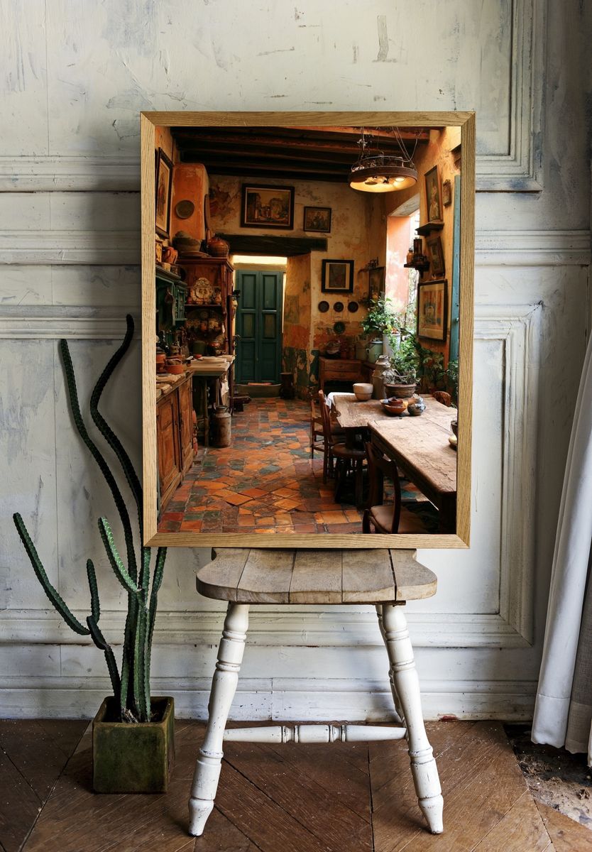 Rustic Mediterranean Kitchen Interior Print. — room view 1