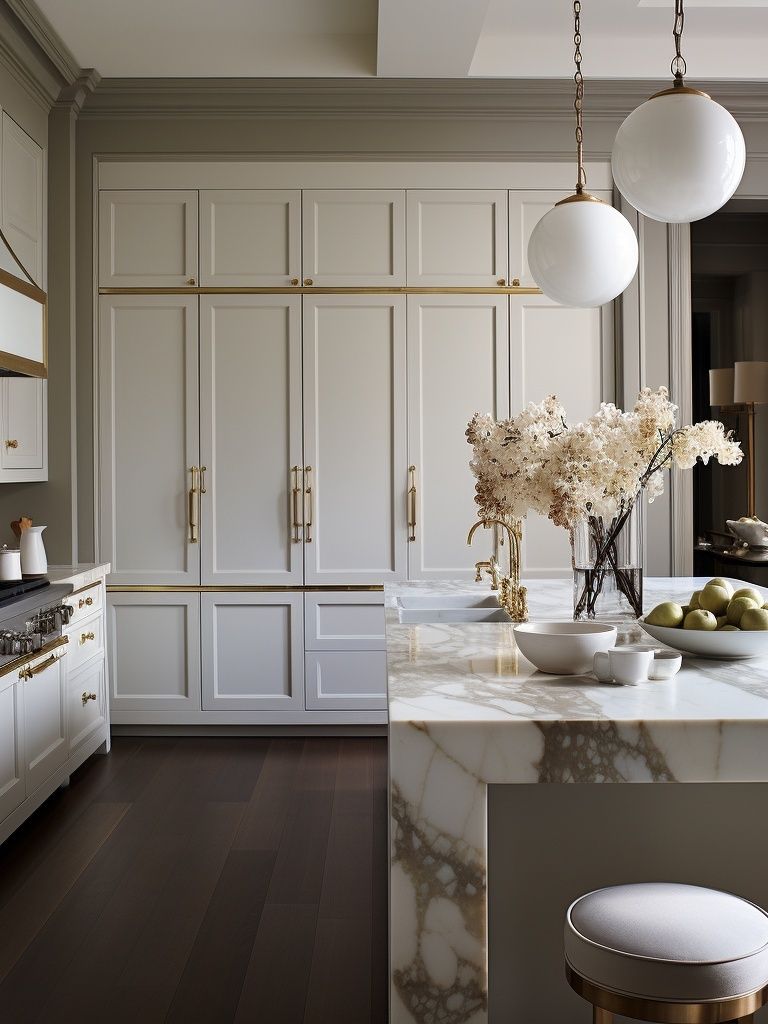 Elegant Marble Kitchen Interior Print. poster detail
