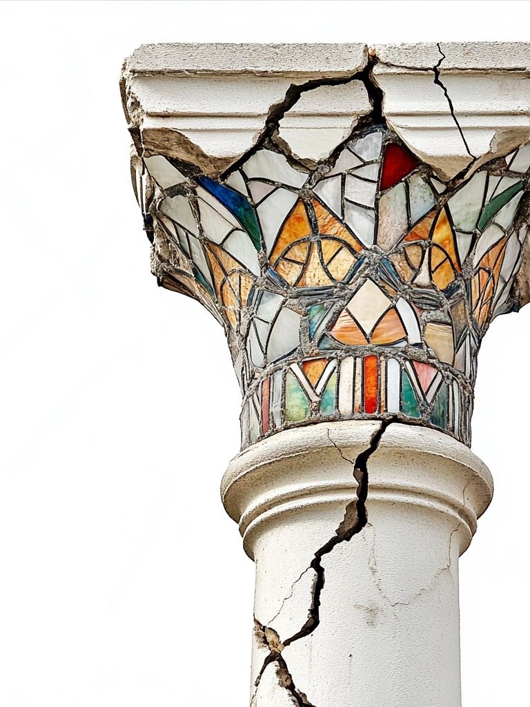 Cracked Mosaic Column Photography Poster. poster detail