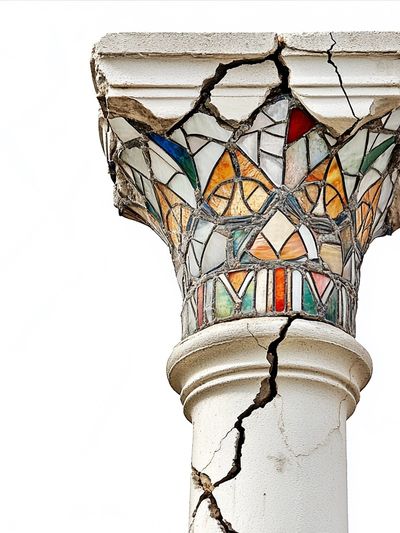 Cracked Mosaic Column Photography Poster. poster