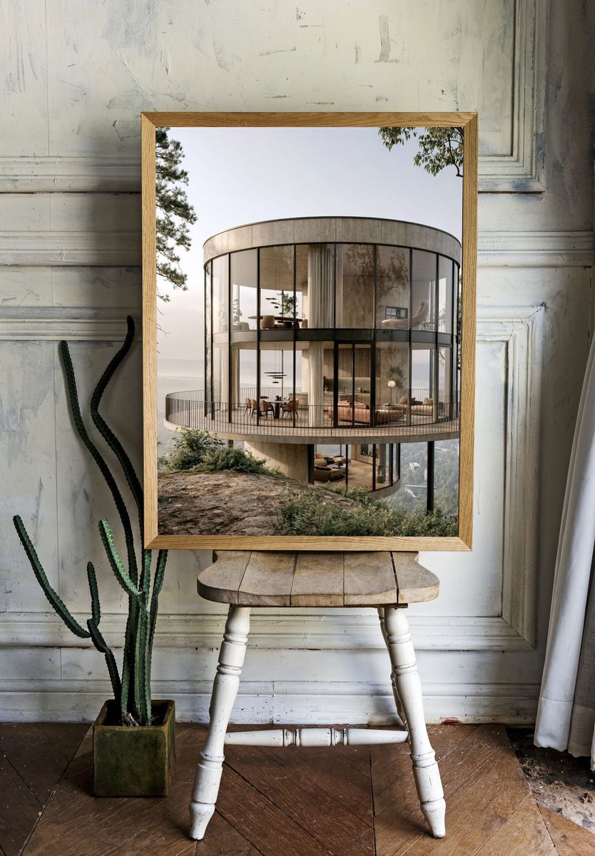 Modern Glass House Architecture Poster. — room view 1